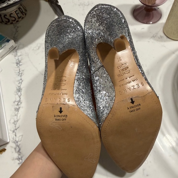 Sezane Silver Glitter Heels - Picture 2 of 2